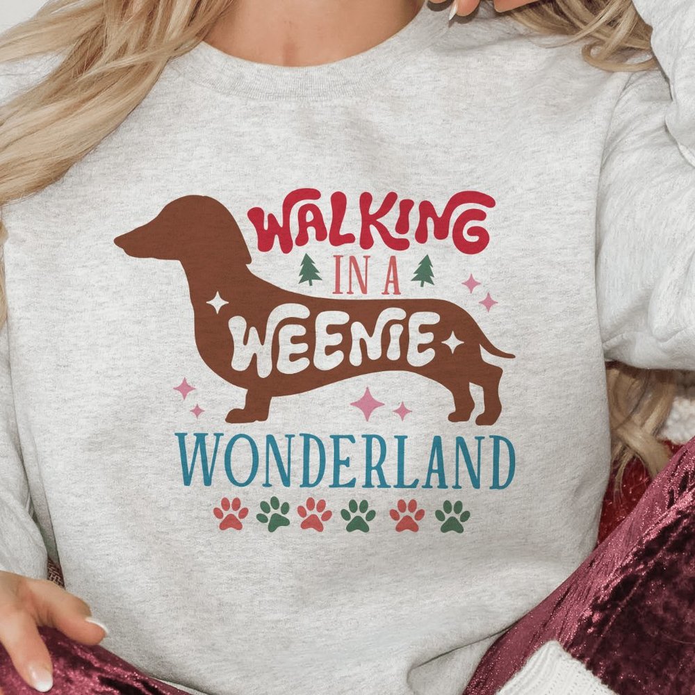 Walking in a Weenie Wonderland Light Grey Sweatshirt